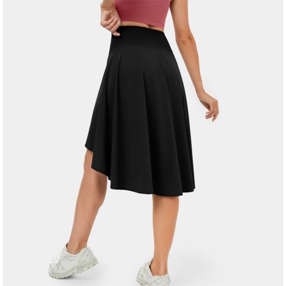 Halara Breezeful High Waisted Asymmetrical Ruffle High Low Skirt Black Size M - Picture 2 of 10